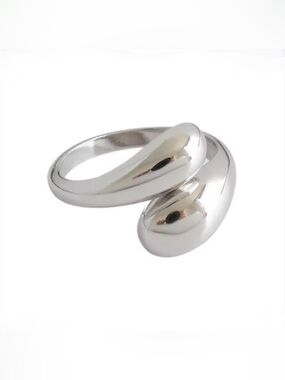 NEW Drip Drop Bypass Ring Silver Plate Liquid Molten Metal Teardrop AP21